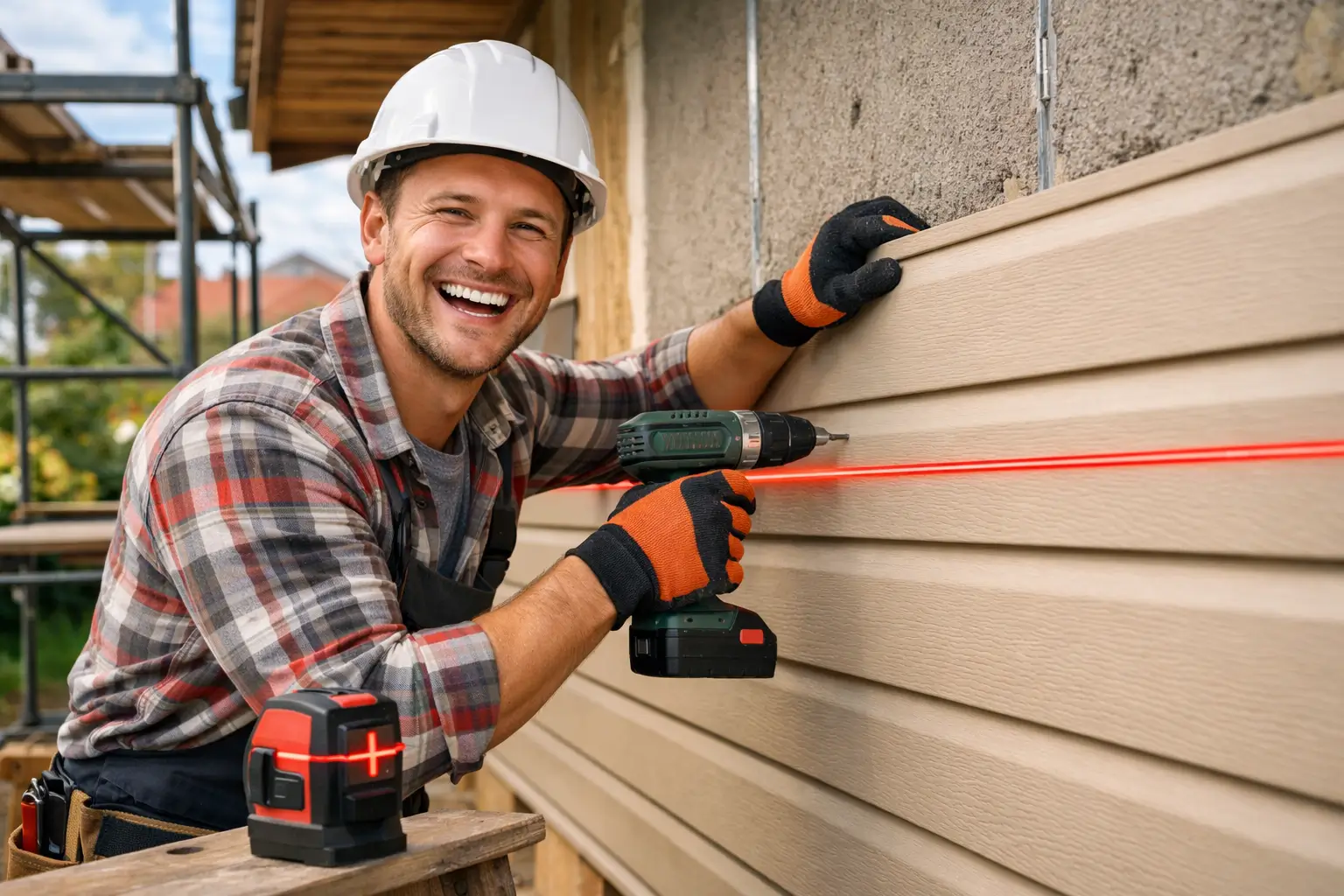 установка последней панели фасада частного дома