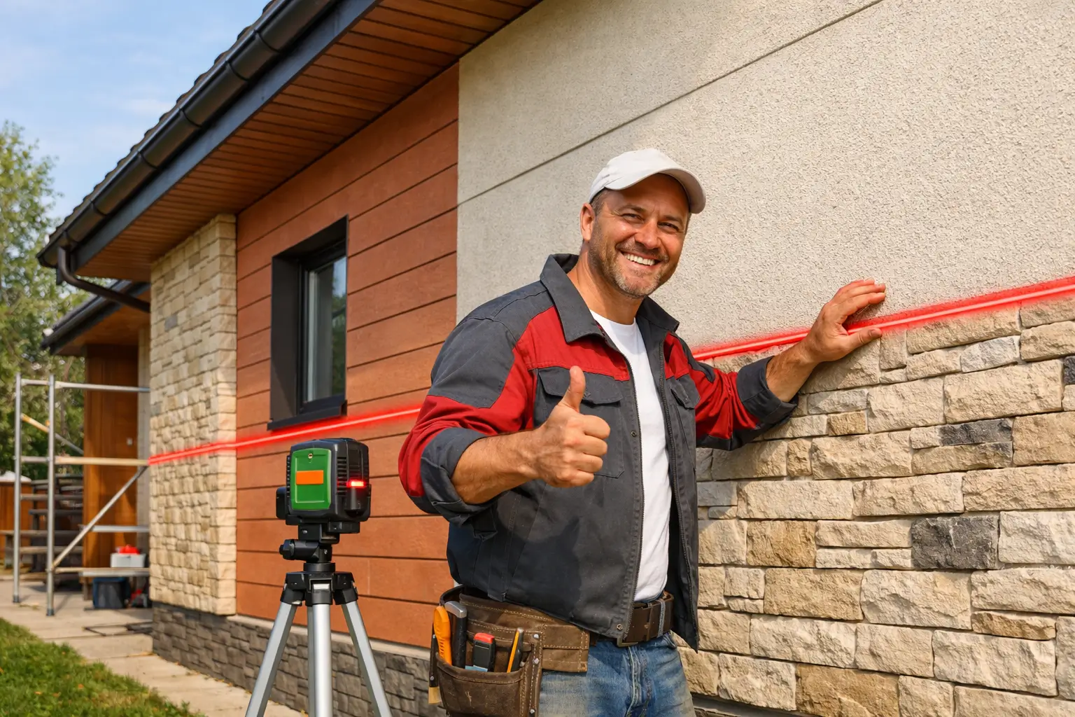 готовый фасад частного дома после ремонта и отделки ```